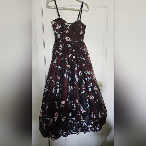 Anthropologie Geisha Designs Butterfly Appliqué Midi Dress, Small - Picture 5 of 7